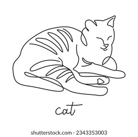 Sketching a lazy cat with simple vector lines.