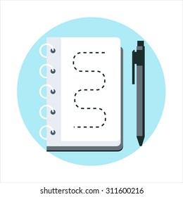 Sketching, notebook flat style, colorful, vector icon for info graphics, websites, mobile and print media.