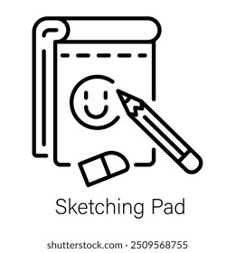 Sketching pad icon designed in line style 