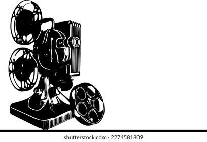 Sketching the Past  Illustrating Old Movie Projectors Preserving History Old Movie Projector Vector Art Timeless Treasures  Vintage Film Projectors in Illustration