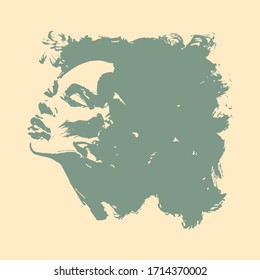 Sketching portrait of beautiful african woman with closed eyes. Hand drawn young lady, side view. Abstract vector fashion illustration on white background.