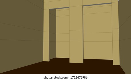 
dibujo de un interior escolar del espacio, visualización 3d. forma arquitectónica