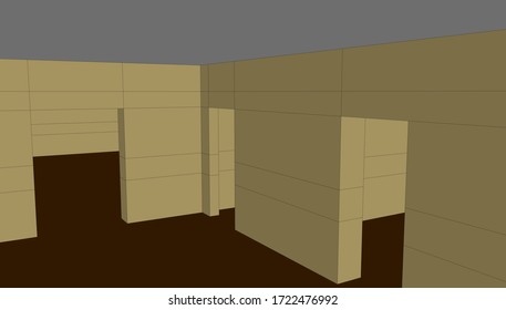
sketching of a school interior of space, 3d visualization. architectural form