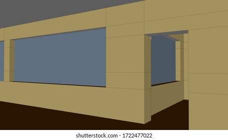 
sketching of a school interior of space, 3d visualization. architectural form