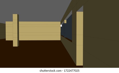 
sketching of a school interior of space, 3d visualization. architectural form