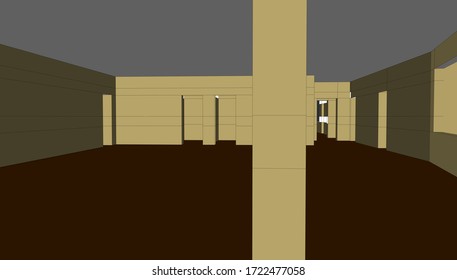
sketching of a school interior of space, 3d visualization. architectural form