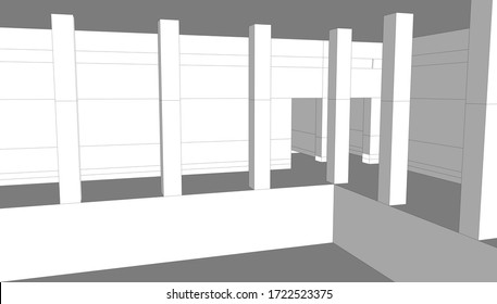 sketching of the school pool, 3d visualization. architectural form