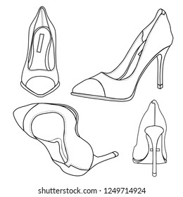 Sketching shoes on a white background.