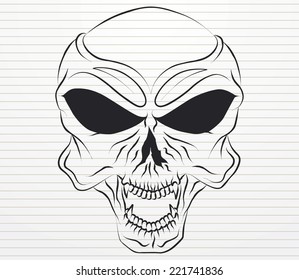 sketching skull on paper 
