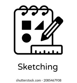 Sketching in solid style icon, editable vector 