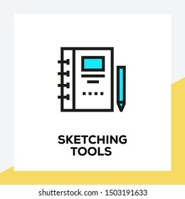 SKETCHING TOOLS AND ILLUSTRATION ICON CONCEPT