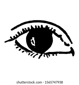 Sketching vector. The beautiful eye. Black and white drawing. Silhouette illustration vector.