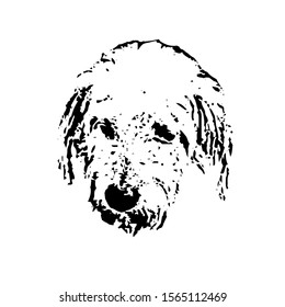 Sketching vector. The dog face . Black and white drawing. Silhouette illustration vector.