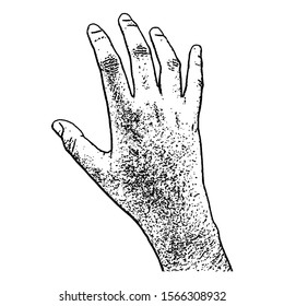 Sketching vector. The hand sign. Black and white drawing. Silhouette illustration vector.