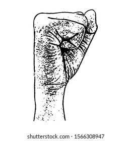Sketching vector. The hand sign. Black and white drawing. Silhouette illustration vector.