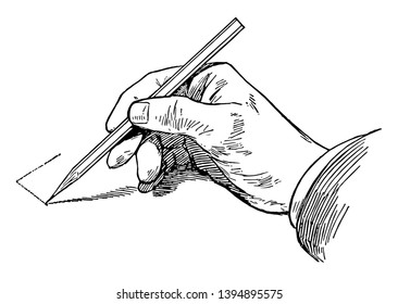 Sketching Vertical Line with the pencil held with freedom angle of the straight line to multiples snapping to the horizontal or vertical direction vintage line drawing or engraving illustration.