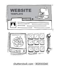 Sketching wireframe page of photo gallery