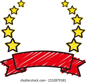 Sketch-style ranking frame with stars and ribbons