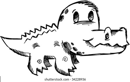 Sketchy Alligator Vector Illustration