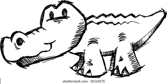 Sketchy Alligator Vector Illustration