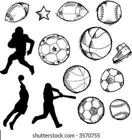 Sketchy All-sport Set Vector Illustration