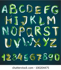 Sketchy alphabet with numbers. (vector)
