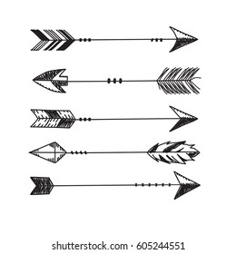 Tribal Arrows Isolated On White Hand Stock Vector (Royalty Free) 337645220