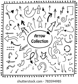 Sketchy arrow set. Hand drawn collection. Vector graphic design illustration