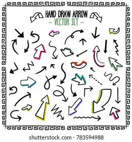 Sketchy arrow set. Hand drawn collection. Vector graphic design illustration