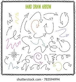 Sketchy arrow set. Hand drawn collection. Vector graphic design illustration