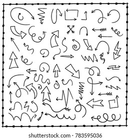 Sketchy arrow set. Hand drawn collection. Vector graphic design illustration