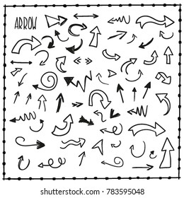 Sketchy arrow set. Hand drawn collection. Vector graphic design illustration