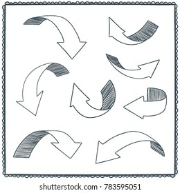 Sketchy arrow set. Hand drawn collection. Vector graphic design illustration