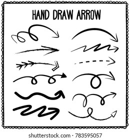 Sketchy arrow set. Hand drawn collection. Vector graphic design illustration