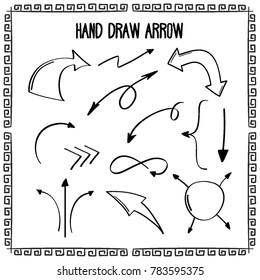 Sketchy arrow set. Hand drawn collection. Vector graphic design illustration