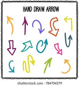 Sketchy arrow set. Hand drawn collection. Vector graphic design illustration