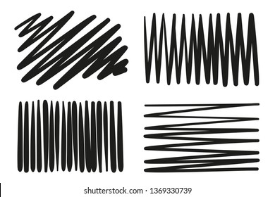 Sketchy backgrounds with array of lines. Abstract chaotic textures. Wavy backdrops. Hand drawn tangled patterns. Black and white illustration