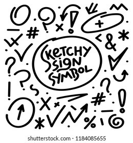 Sketchy basic symbol illustration and drawing symbol set. Hand drawing.