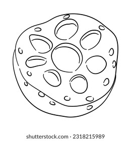 Sketchy black icon of Lotus root. Hand-drawn doodle style. Vector illustration.