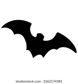 Sketchy black silhouette of bat isolated on white background. Vector design element.