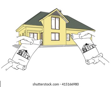 Sketchy blueprint. Vector illustration.