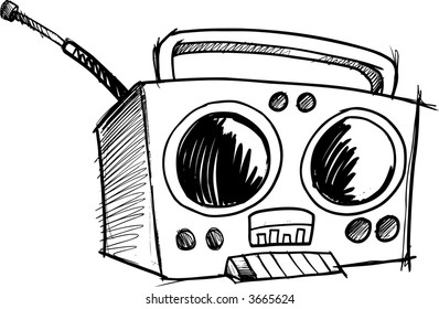 sketchy Boom Box Radio Vector Illustration