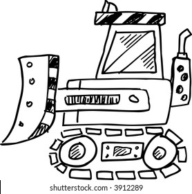 Sketchy Bulldozer Vector Illustration