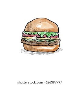 Sketchy burger design. Vector illustration