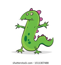 sketchy cartoon illustration of a dinosaur