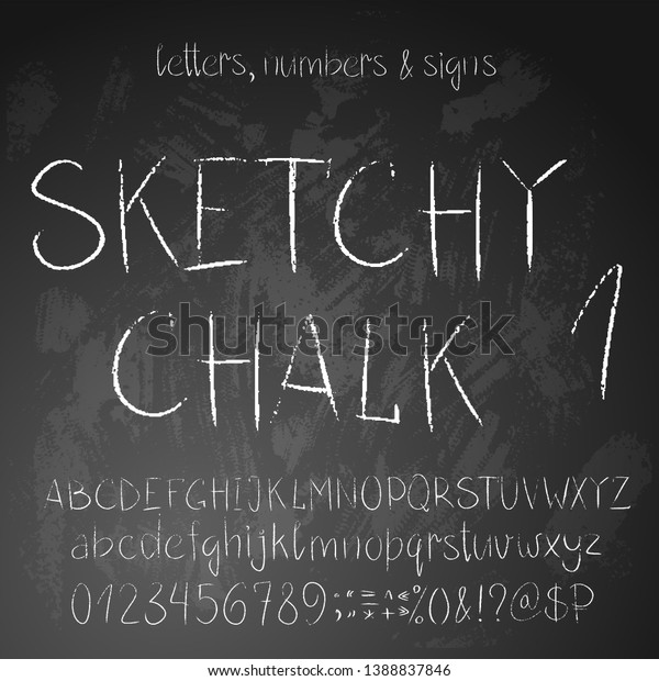 Sketchy Chalk Alphabet Full Set Letters Stock Vector (Royalty Free ...