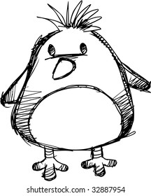 Sketchy Chick Vector Illustration