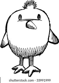 Sketchy Chick Vector Illustration
