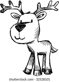 Sketchy Christmas Deer Vector Illustration