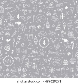 Sketchy Christmas seamless pattern
